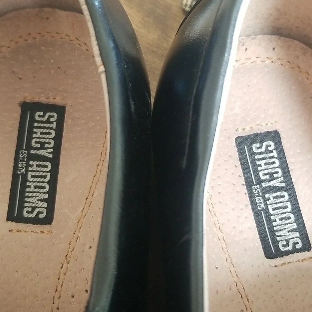 Stacy Adams Mens Leather Dress Shoe Loafer Slide on Mens 10.5 Leather Black